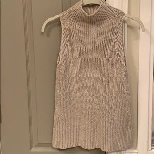 Madewell mockneck sweater tank tan beige xxs